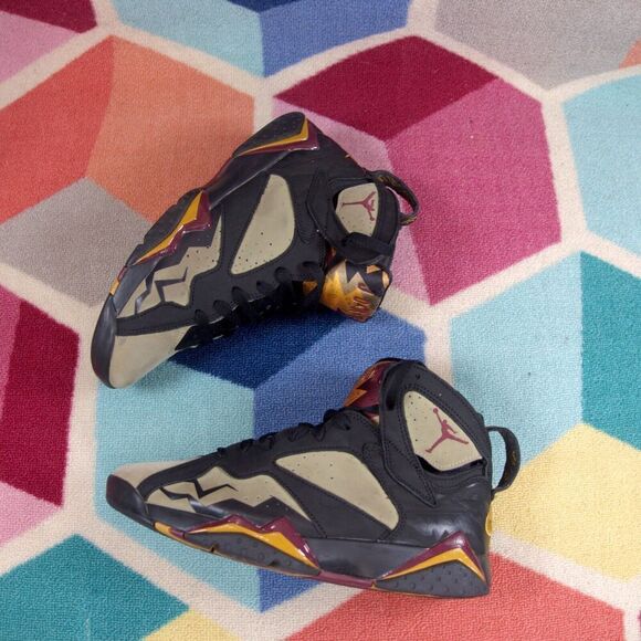 Nike Air Jordan 7 Retro Black Olive Cherrywood Red Sneakers Men's Size 9 US - Picture 6 of 8